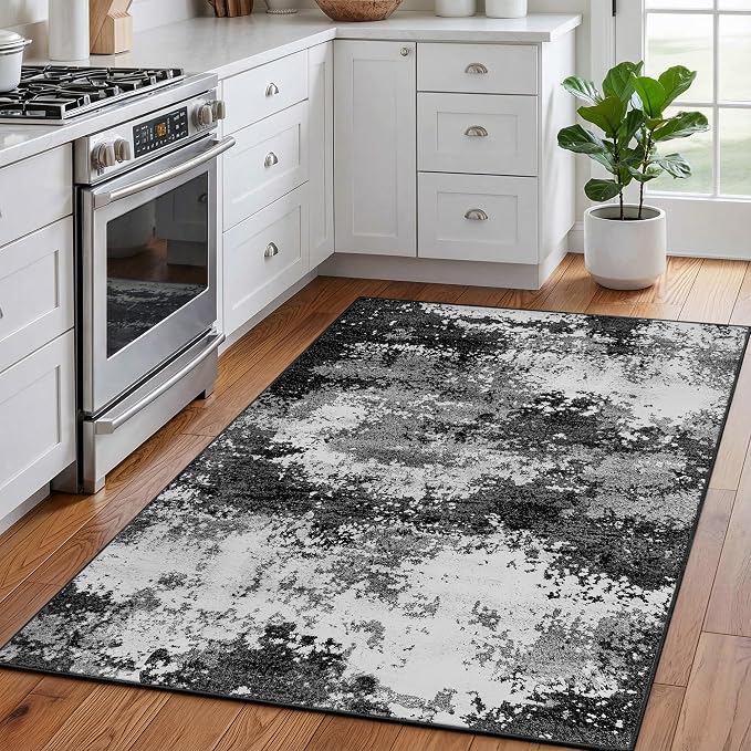 Black Washable Rug 4x6 Entryway Rugs - Image 2