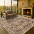 Boho Brown Living Room Rug 7x9 by HazoHaus