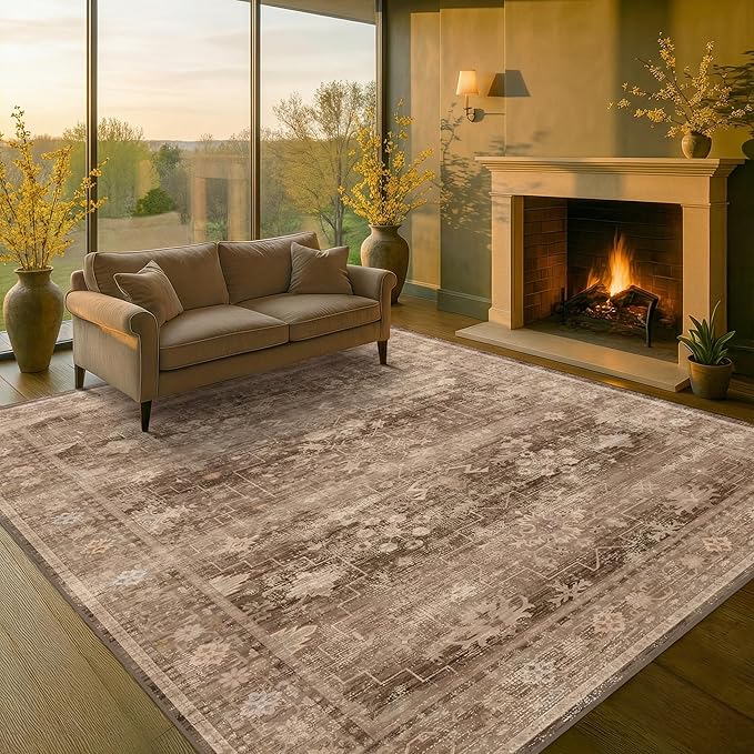 Boho Taupe Brown Living Room Rug 8x10 - Image 8