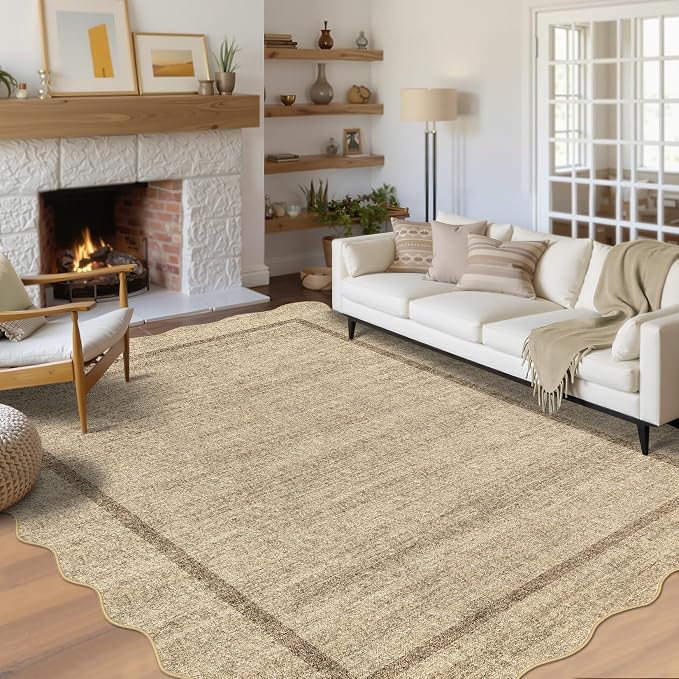GarveeHome Scalloped Large Area Rug 10x13 Rug by GarveeHome