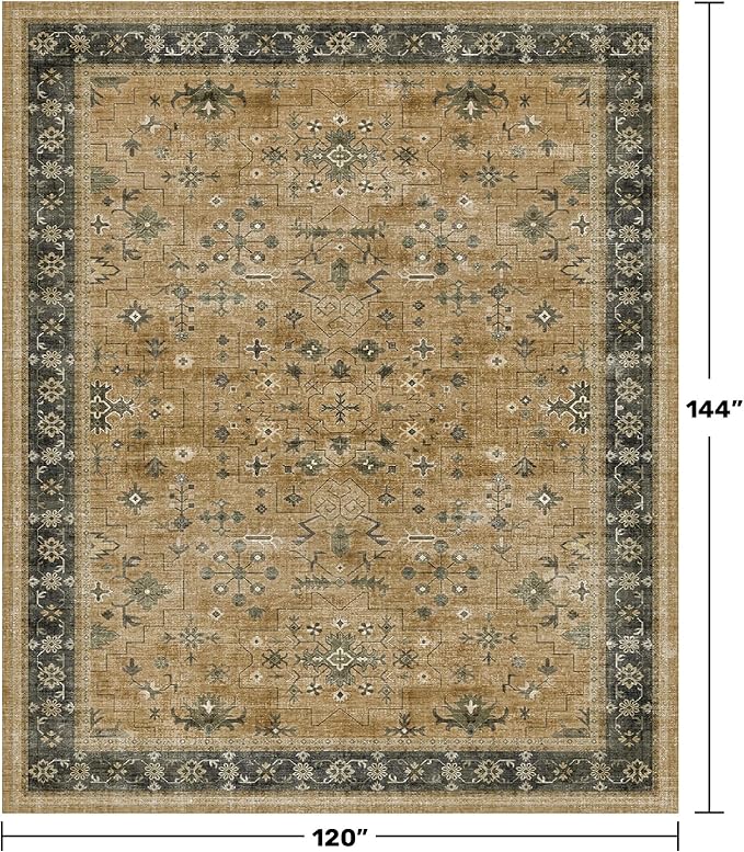 Vintage Taupe Sage 10x12 Rug for Living Room - Image 2
