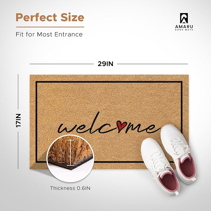 Coir Welcome Mat, 17 x 29 in | 100% Natural Coir, Anti-Shedding, Durable PVC - Image 2