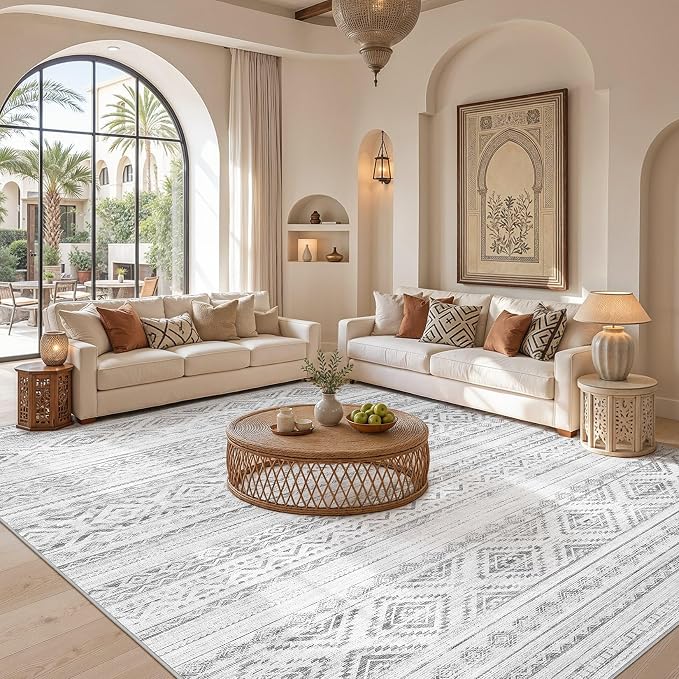 cotiled Boho 5x7 Area Rugs for Living Room: Soft Moroccan Washable Rug | Solve - Image 4
