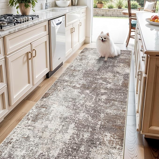 4x12 Ft Hallway Runner Rug, Non-Slip Washable | Soft low-pile texture. Modern by BYYVOORugsforYourHome