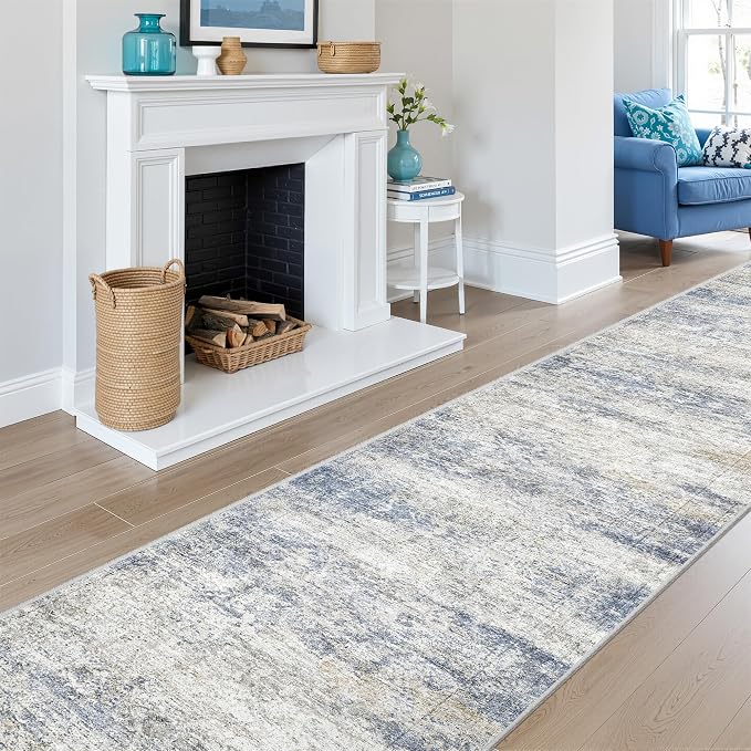 2'6 x 12' Runner Rug Non Slip, Washable Kitchen Rugs, Living Room, Long Rug by Restydon