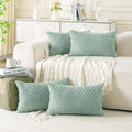 Set of 4 Aqua Decorative Throw Pillow Covers 12x20 Inch Corduroy Pillow Covers by Cozoomy
