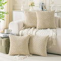 Set of 4 Beige Decorative Throw Pillow Covers 18x18 Inch Corduroy Pillow Covers by Cozoomy