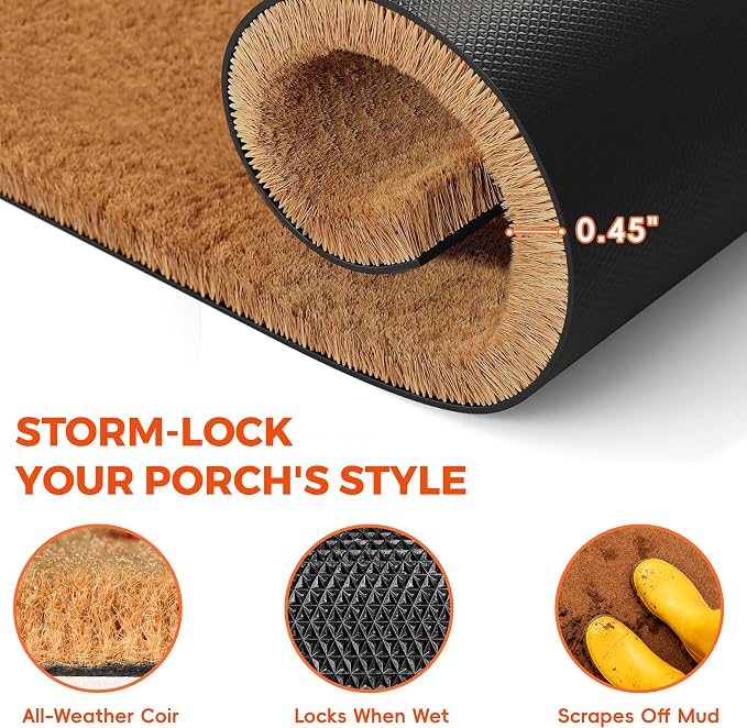 2 Pcs Fall Door Mat, Layered Pumpkin Welcome Coir Doormat - Image 5