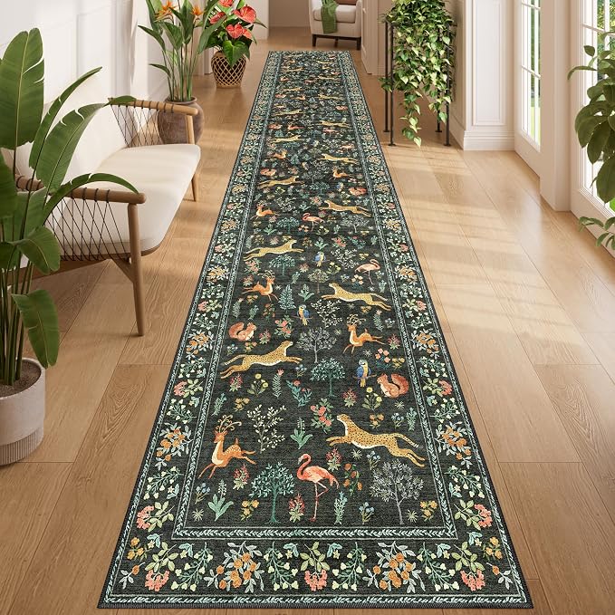 DUKINO 2x14 Runner Rug for Hallway, Soft Animal Washable Runner Rug, Low Pile by DUKINO