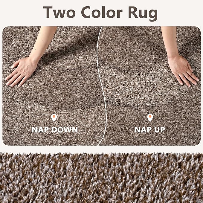 4x6 Coffee/White Area Rug Washable Non-Slip Soft - Image 9