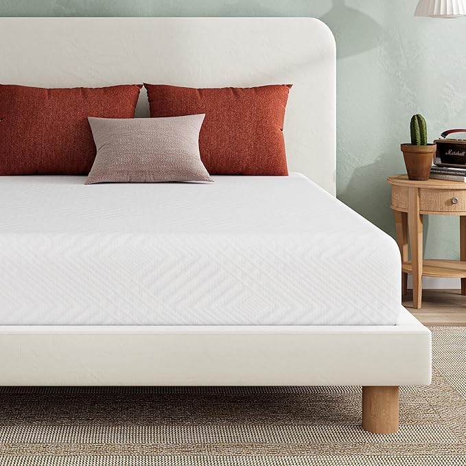 EGO White 8 Inch King Memory Foam Mattress, Cooling Gel Green Tea Mattress Bed in a Box, CertiPUR-US Certified, 76"x80", Medium Firm