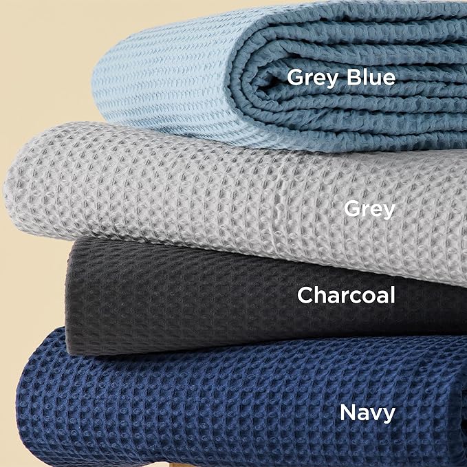 Bedsure Cotton Duvet Cover Set - 100% Cotton Waffle Weave Grey Duvet Cover Oversized King Size, GentleSoft™ and Breathable Bedding Set for All Season, 3 Pieces, 120"x98"