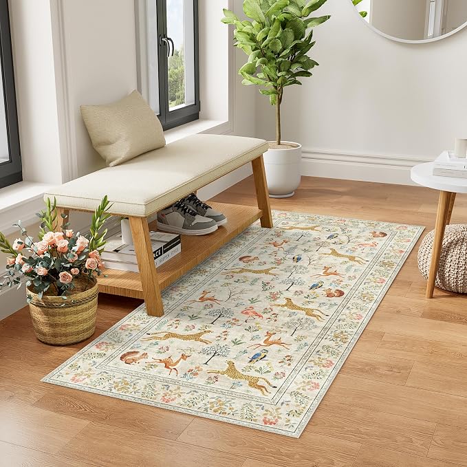 DUKINO 2x4 Rug for Entryway, Animal Washable Runner Rug for Kitchen, Low Pile - Image 3