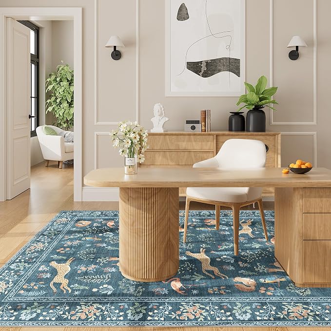 DUKINO 4x6 Area Rug, Non Slip Animal Washable Rug - Image 6