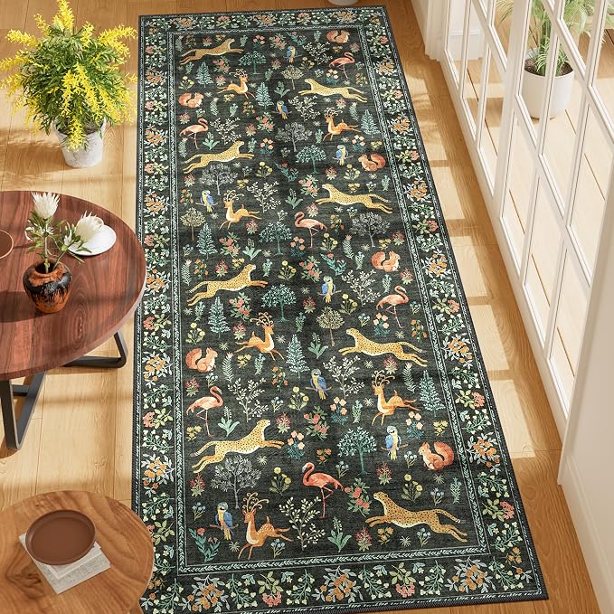 DUKINO 3x7 Hallway Runner Rug, Non Slip Animal Kitchen Runner Rug, Low Pile - Image 3