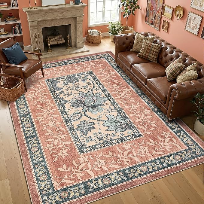 GarveeHome Terracotta Teal 2x6 Washable Kitchen Runner Rugs Non Slip Provence - Image 5
