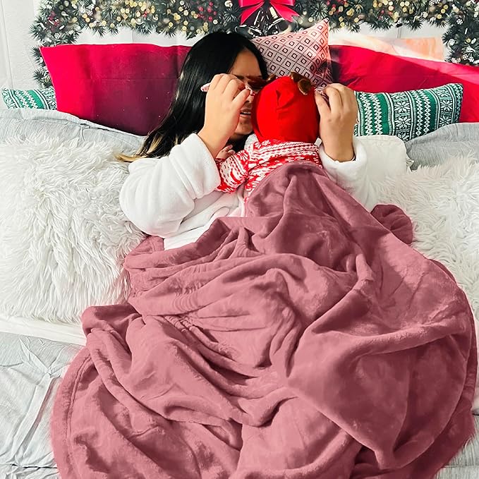 Bedsure GentleSoft Fleece Blankets Twin Size Dusty Rose - 300GSM Lightweight Plush Fuzzy Cozy Soft Blanket for Bed, Sofa, Couch, Travel, Camping, 60x80 inches