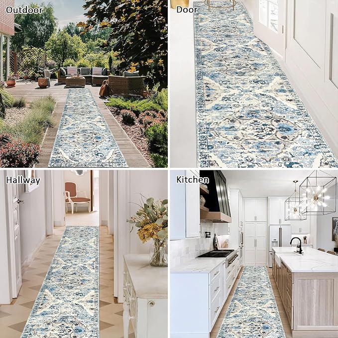 HEBE Hallway Runner Rug 2'x10', Washable Non Slip Kitchen Rug Runner | Soft - Image 5