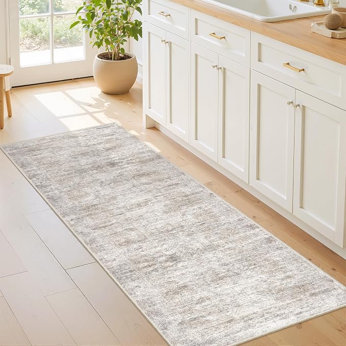 2x6 Runner Rug Non Slip, Washable Hallway Runner Rug, Taupe | Neutral Rugs - Image 3
