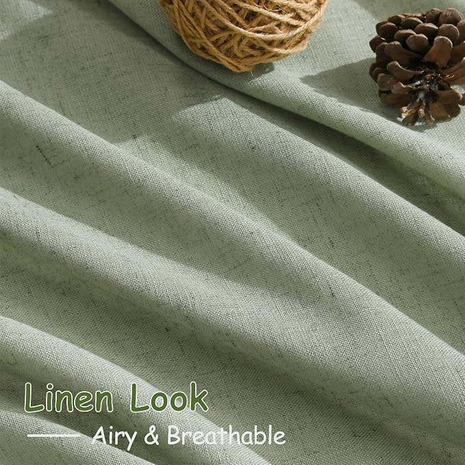 Light Sage Linen Curtains 84 Inch Length 2 Panels Set - Image 5