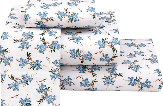RUVANTI Flannel Sheets King Size - 100% Cotton Brushed King Size Sheets Set - Deep Pockets 16 Inches Bed Sheets - All Seasons Breathable & Extra Soft - Warm & Cozy, 4 Piece, Cloud Nine