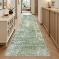Soalmost Runner Rug 2'6"x8' Kitchen Hallway Runners Abstract Green/Ivory | by Soalmost