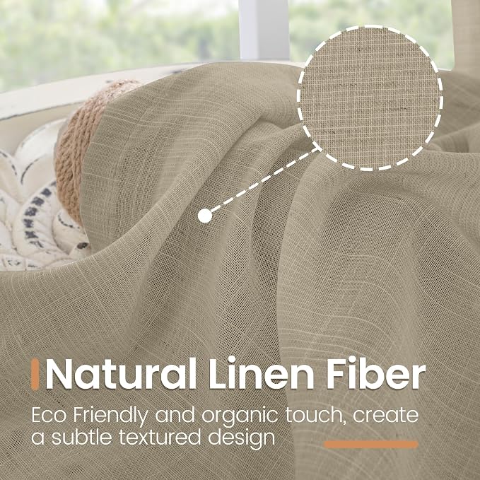 BGment 90 Inches Long Camel Linen Curtains - Image 3