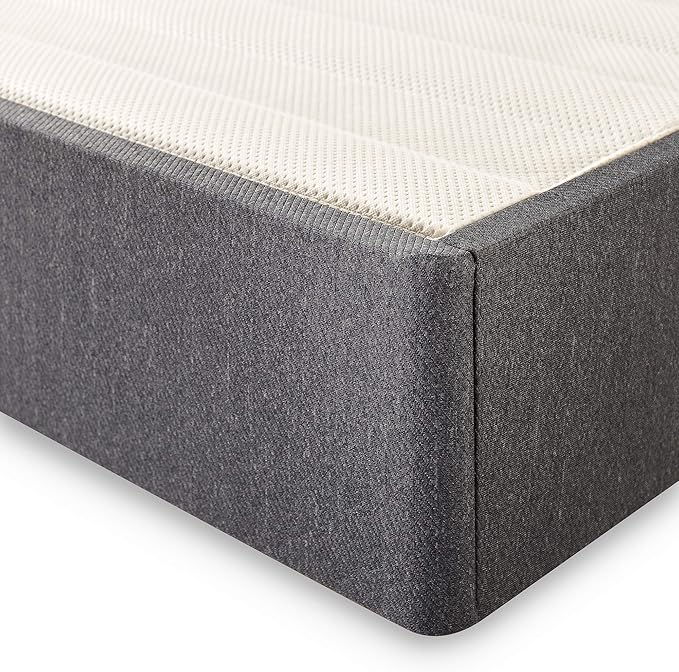 ZINUS Upholstered Metal and Wood Box Spring, 9 Inch Mattress Foundation, Easy Assembly, Fabric Paneled Design, Queen