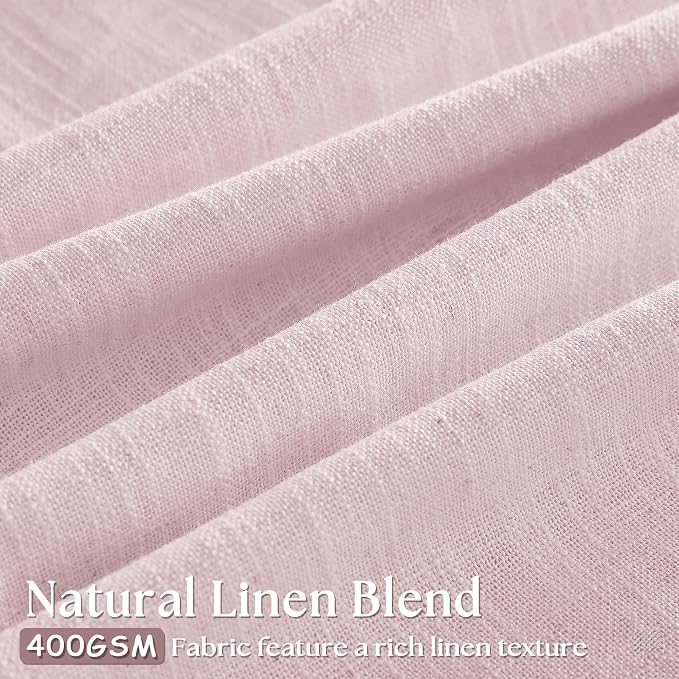 Light Pink Linen Pinch Pleat Curtains 96 Inch Length 2 Panels Set 40x96 | - Image 3