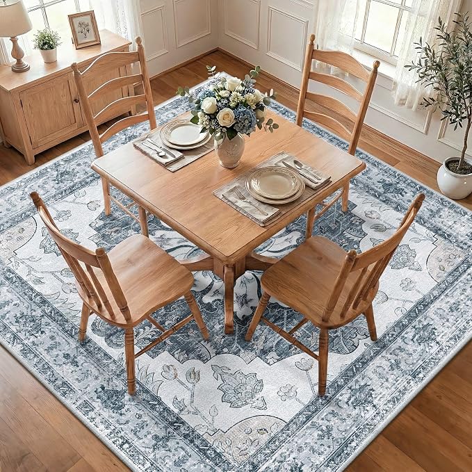 RELEANY Washable Area Rug, Square 7'x7', Water Repellent, Pet Friendly by RELEANY
