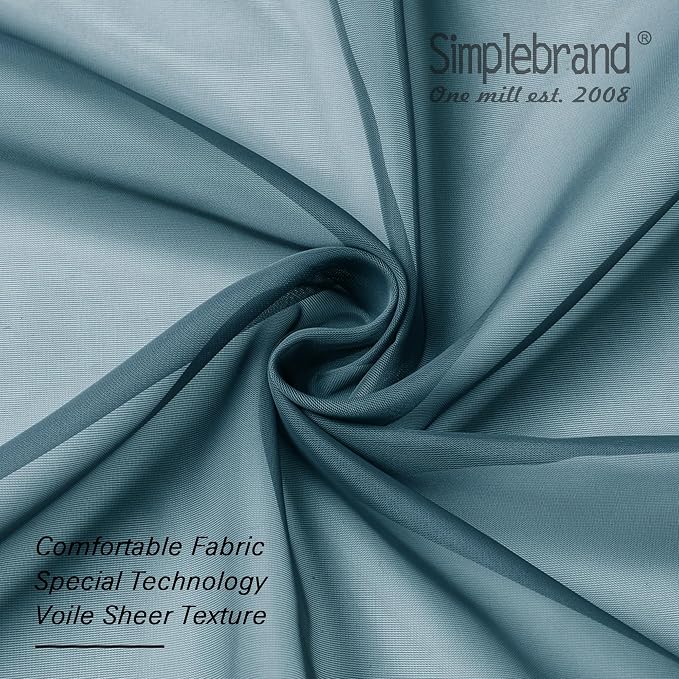 Simplebrand Dusty Blue Sheer Curtains 63 Inch Length 2 Panels, Rod Pocket Solid - Image 6