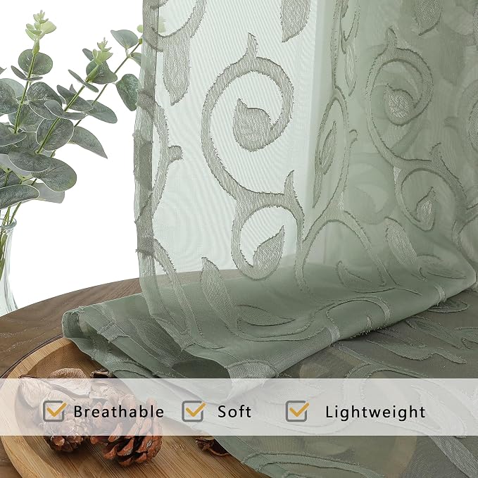 Furman Cafe Curtains 30 Inch Length 2 Panels Set, Elegant Geometric Jacquard - Image 7