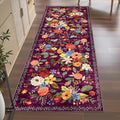 Purple Hallway Runner Rug 2x6 for Kitchen Bathroom | Rubber Backing; Non Slip; by WelcometoBabovid