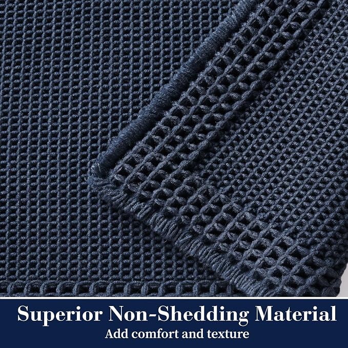 RESARE Waffle Bath Mat for Bathroom, Non Slip Bathroom Rugs 17"x24" Navy | - Image 2