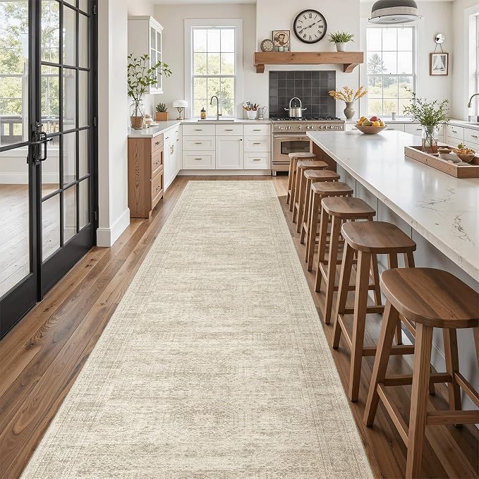 Soalmost Washable 3x16 Hallway Runner Rug Non-Slip Kitchen Entry Rugs Beige | - Image 3