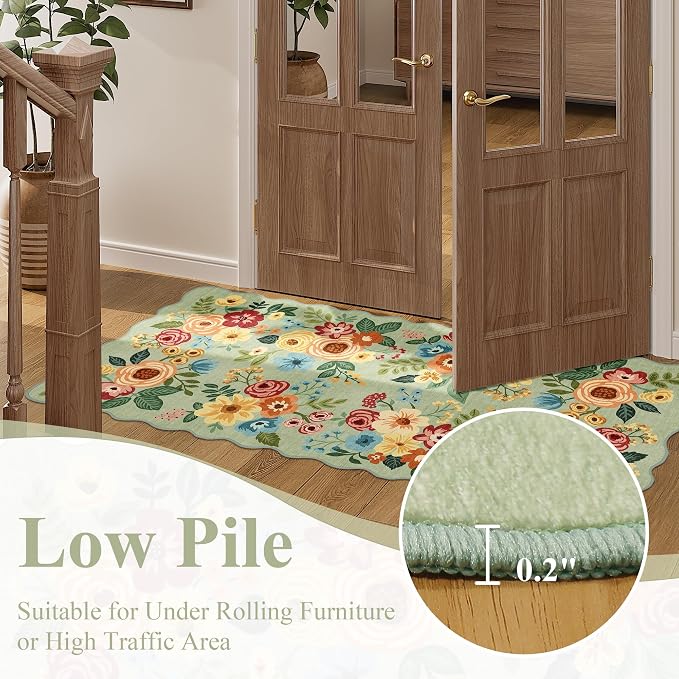 DUKINO 2x5 Washable Runner Rug, Floral Non Slip Rug - Image 9