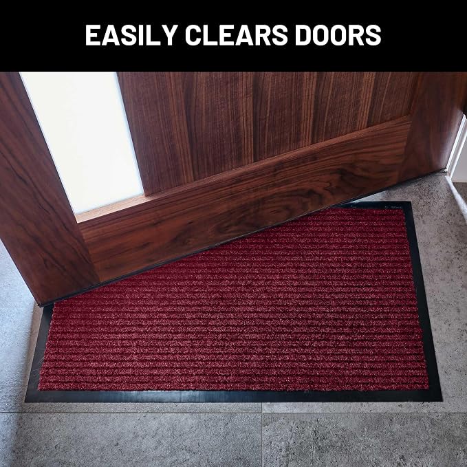 Front Door Mat, Indoor Outdoor Welcome Entryway Entrance Doormat, 36x24 Red | - Image 4