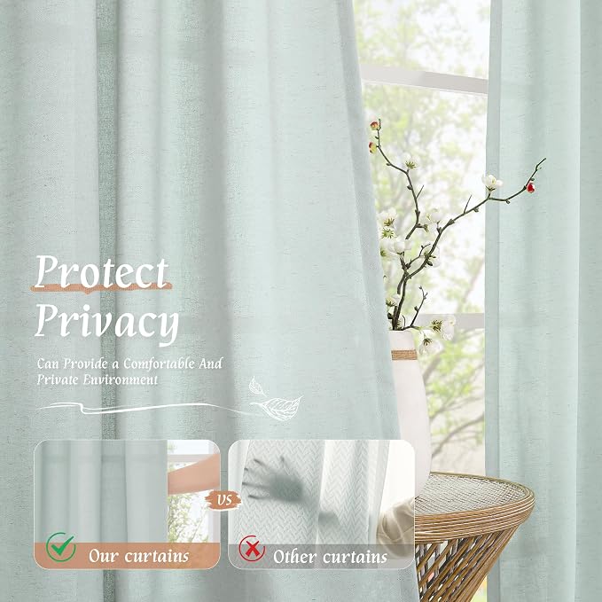 Semi Sheer Linen Curtains 63 Inch Length - Image 5