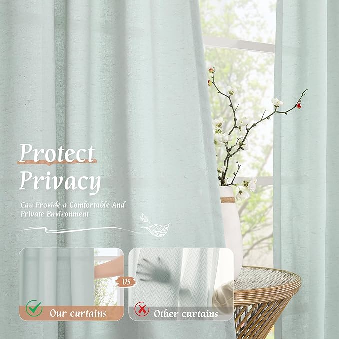 Light Filtering Linen Curtains 63 Inch Length - Image 5
