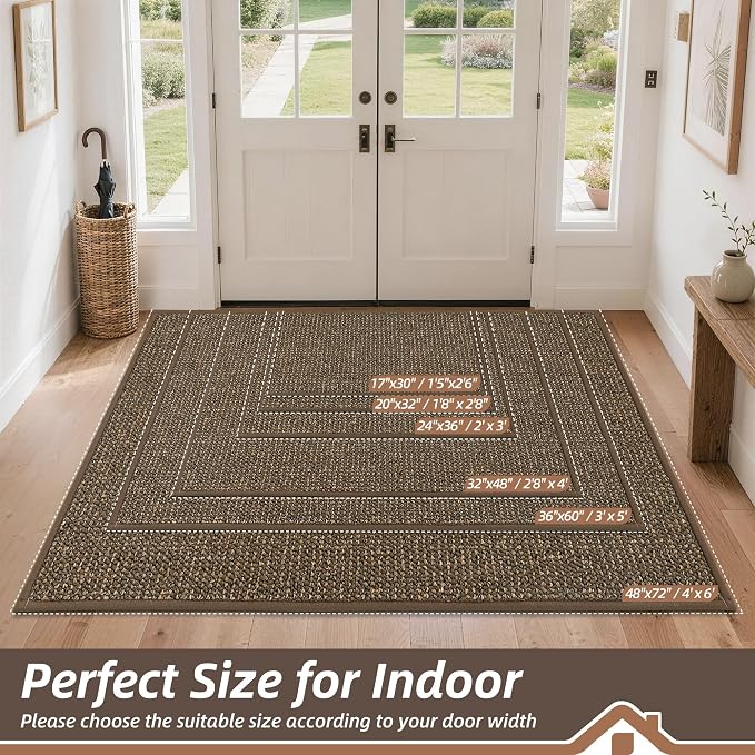 BEQHAUSE Dirt Trapper Door Mat 36" x 60", Non-Slip Washable Doormats, Low - Image 2