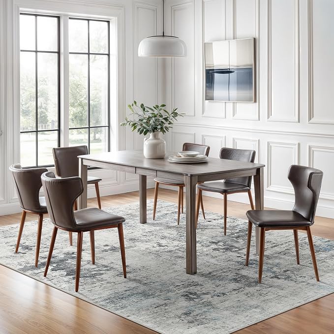 Soalmost Abstract Area Rug 6x9 for Living Room Washable Rugs Gray/Blue | - Image 3