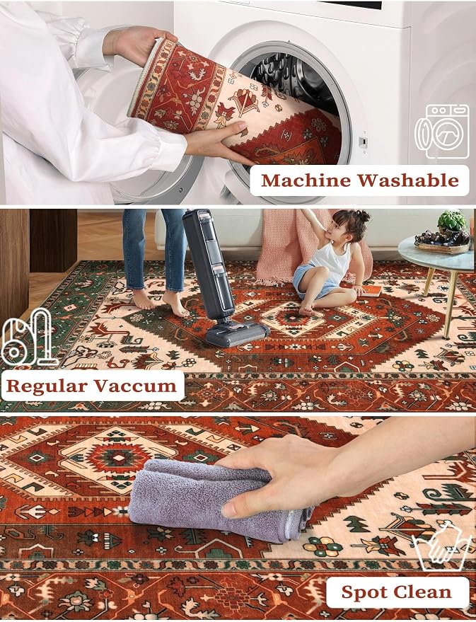 SERISSA 2x5 Washable Non Slip Boho Runner Rug - Image 4