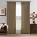 Pleated Linen 120 Inches Light Filtering Dark Brown Ceiling Curtains 50W | by Twodrapes