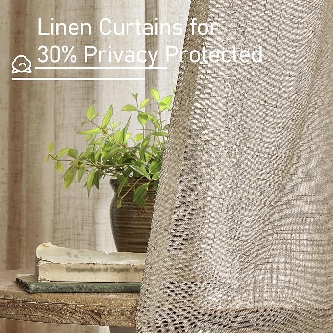 Taupe Linen Curtains 30 Inch Length - Image 5