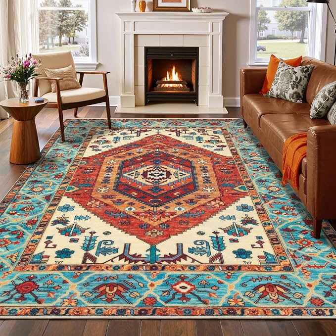 SERISSA 6x9 Washable Non Slip Boho Area Rug by SERISSAHomeDecorCollection