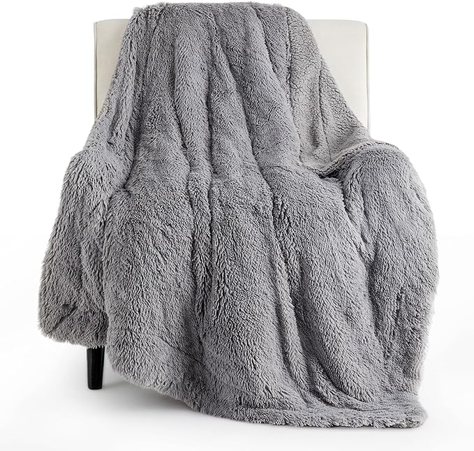 Bedsure GentleSoft Fluffy Grey Throw Blanket, Soft Sherpa Fleece Fuzzy Plush by Unknown