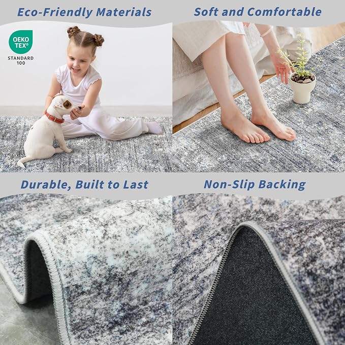 5x5 Rug Square for Living Room – Machine Washable Non-Slip Area Rug for Kitchen - Image 5