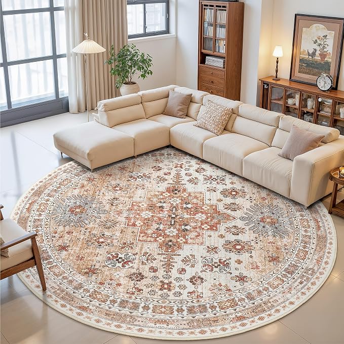 9ft Round Rug, Large Circle Rug by Zesthome