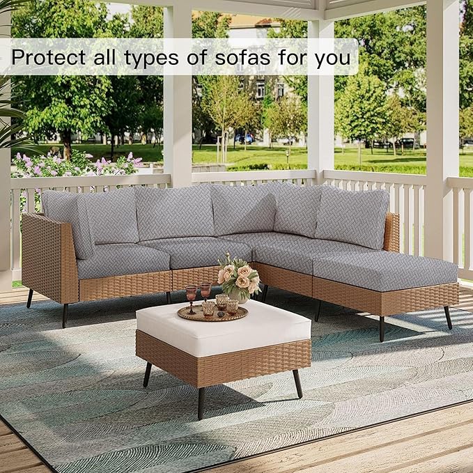 12PCS Patio Cushion Covers, Patio Furniture Couch Seat Slipcovers | Washable - Image 4