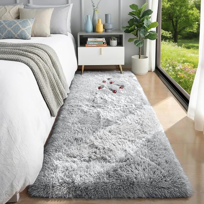 Grey Runner Rugs for Hallway 2x6 Ft, Long Bedside Rugs Bedroom Kids | Super by PAGISOFE